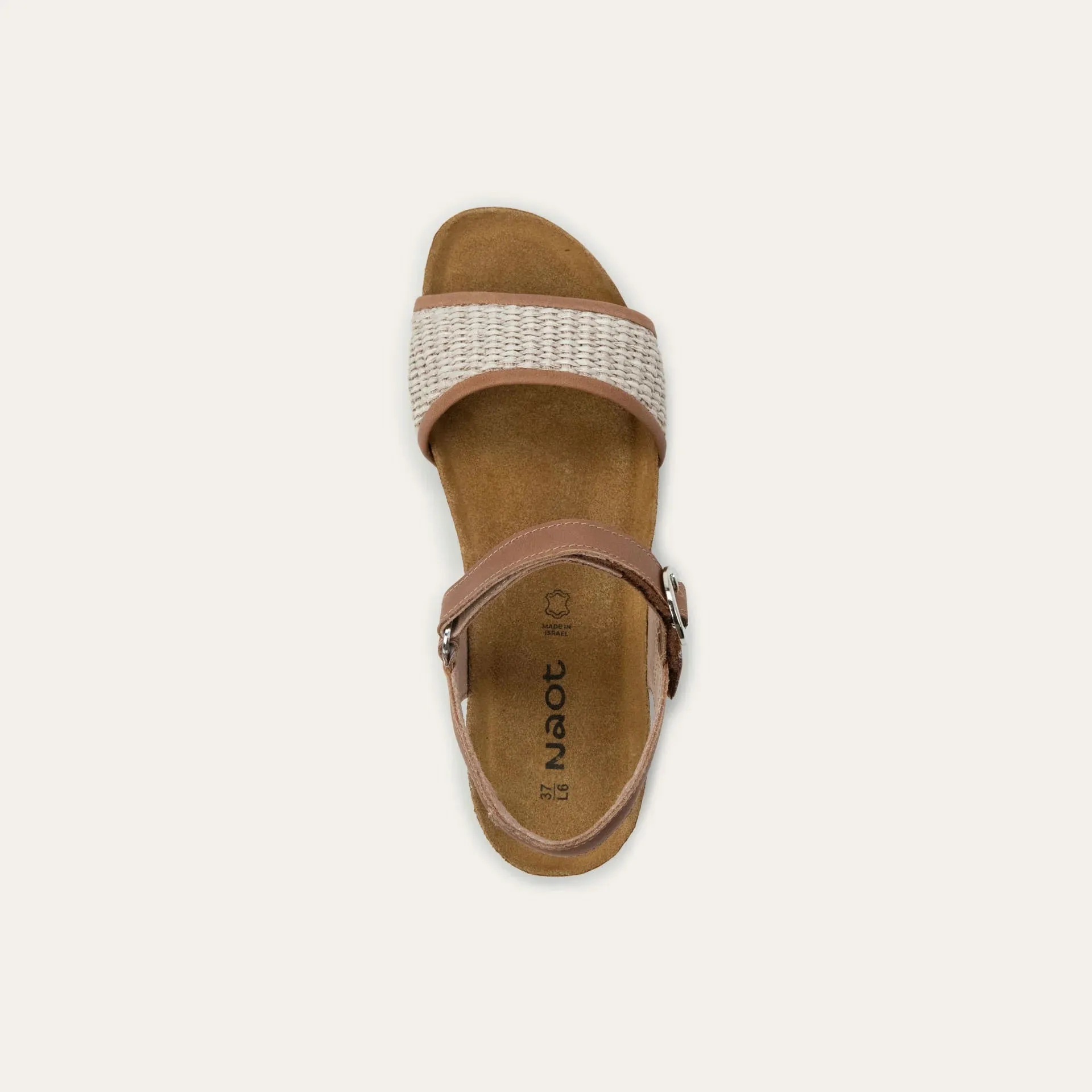 Cecile | Leather/Raffia | Latte Brown/Sand