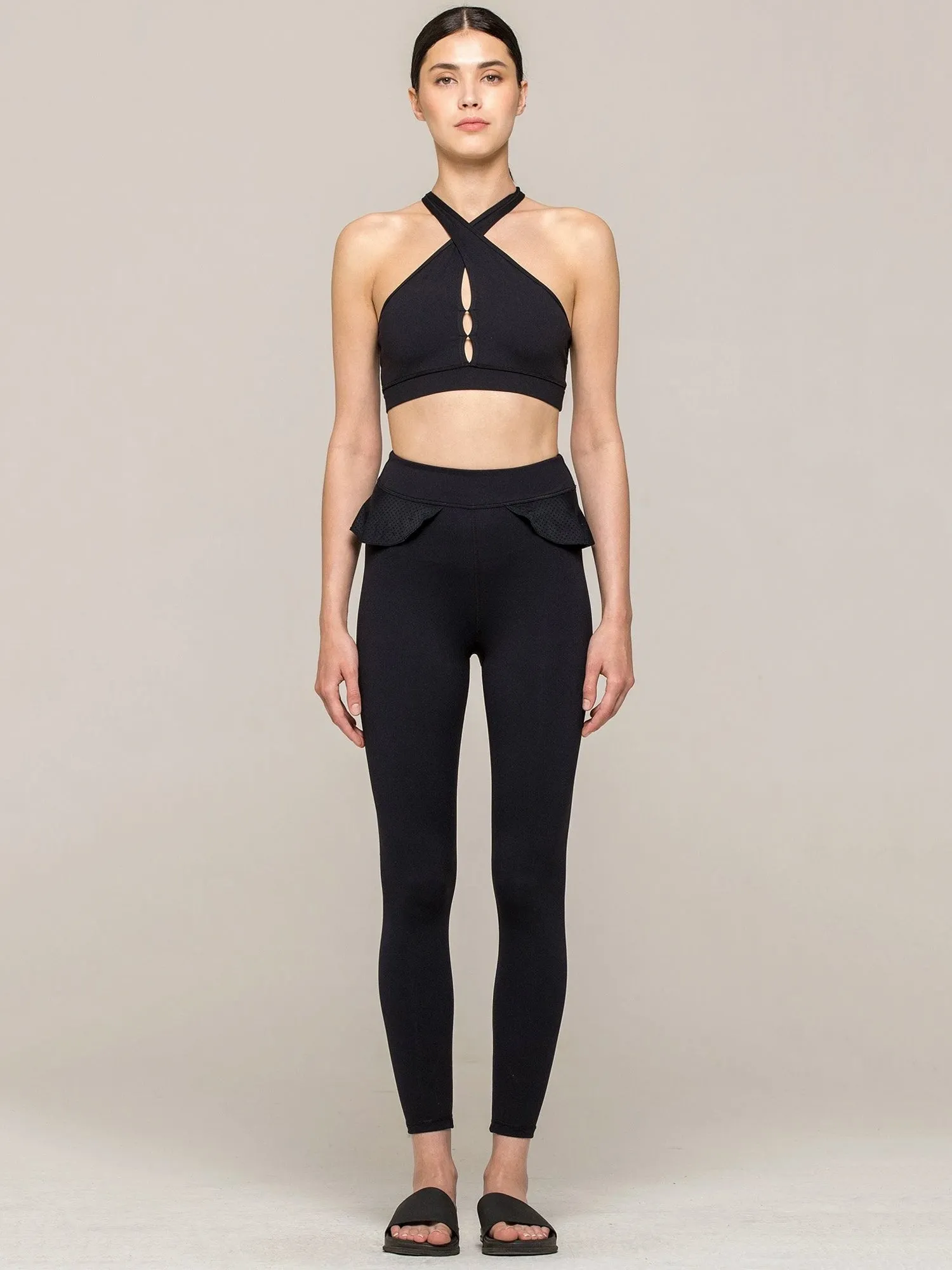 CHAKRA BRA, BLACK/PERFORATED BLACK