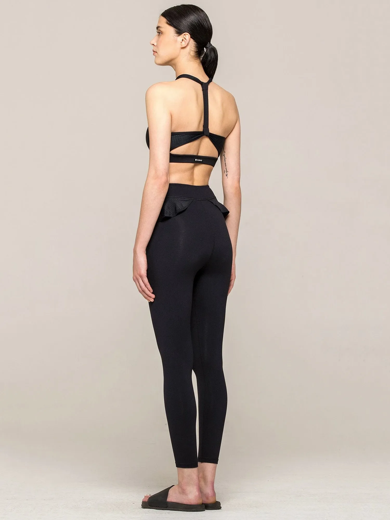 CHAKRA BRA, BLACK/PERFORATED BLACK