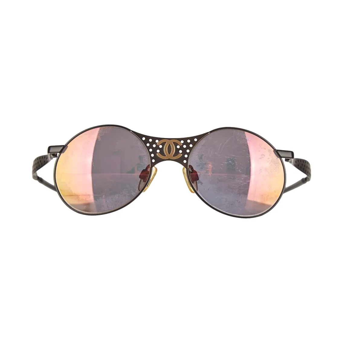 Chanel Black Perforated Logo Sunglasses
