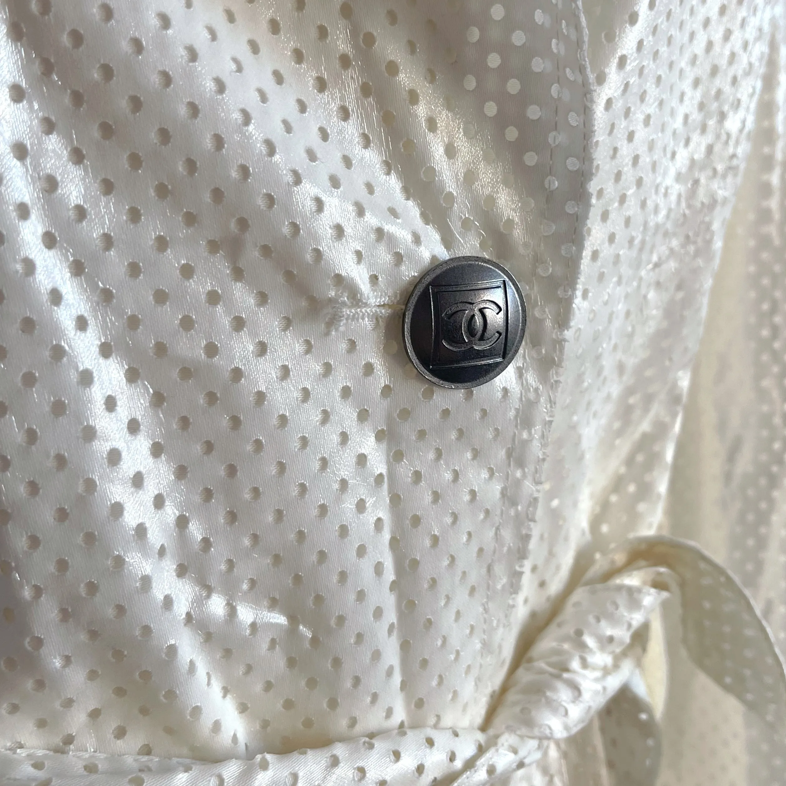 Chanel White Perforated Trench Coat