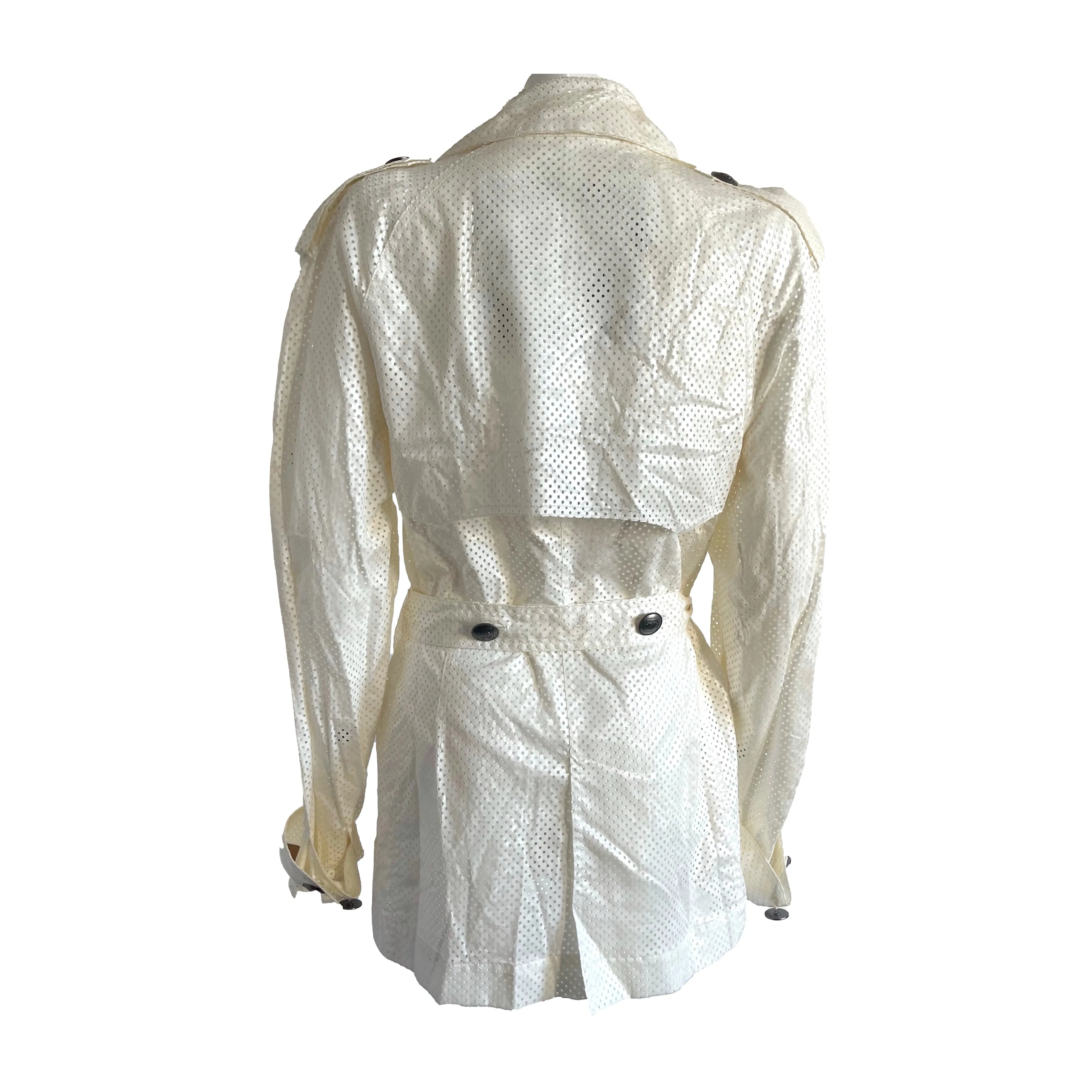 Chanel White Perforated Trench Coat