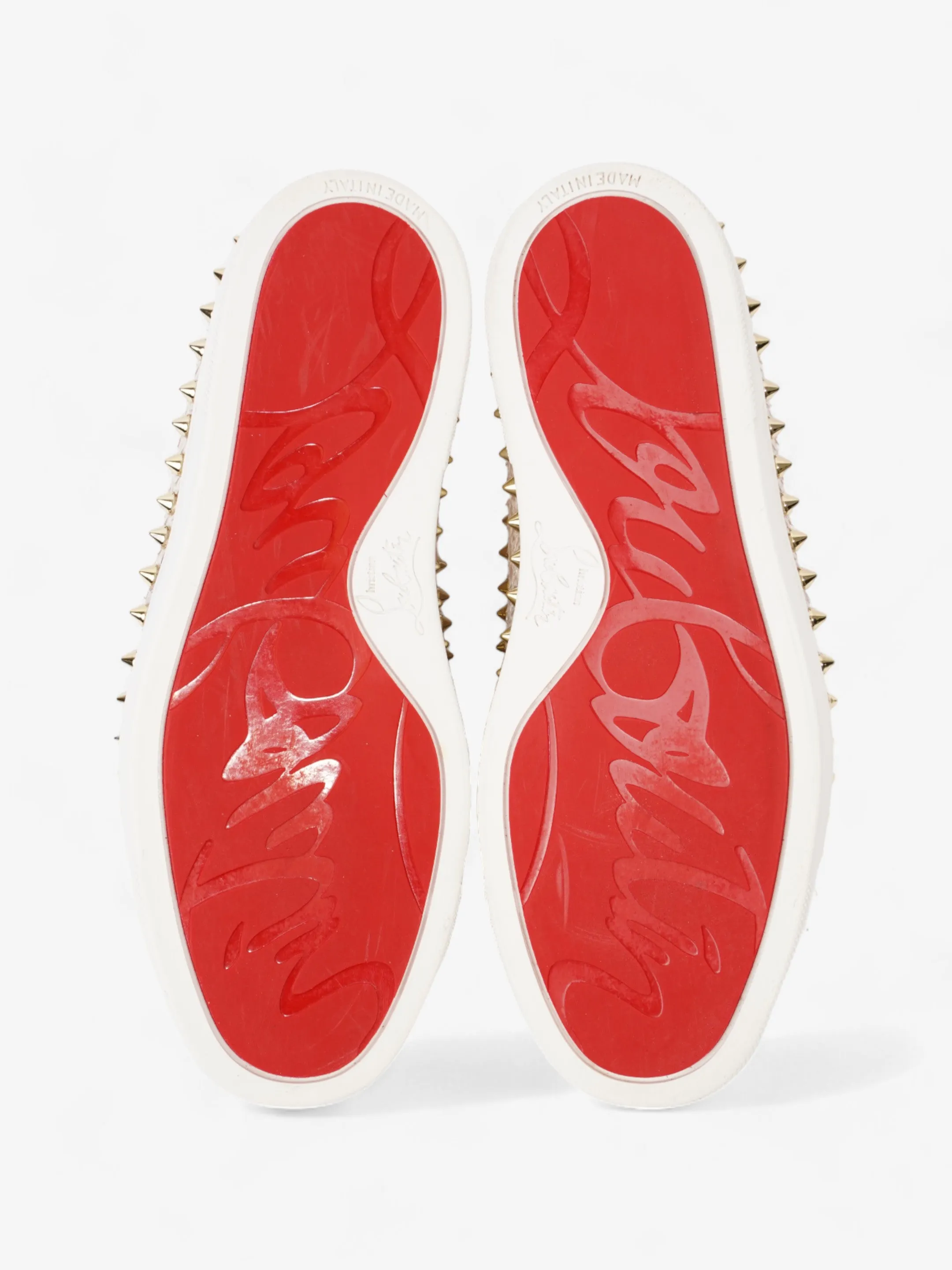 Christian Louboutin Spike Pik Boat White / Metallic Rose Gold Leather EU 36 UK 3