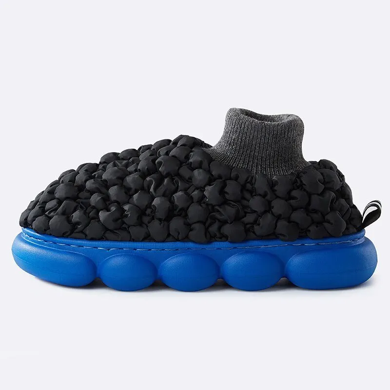 Comwarm Winter Plush Slippers: Polka Dot, Flat Heel