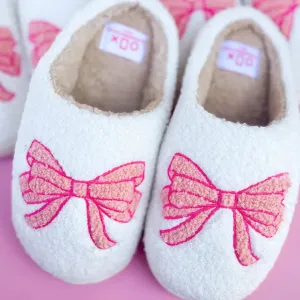 Coquette Bow Slippers in Light Pink