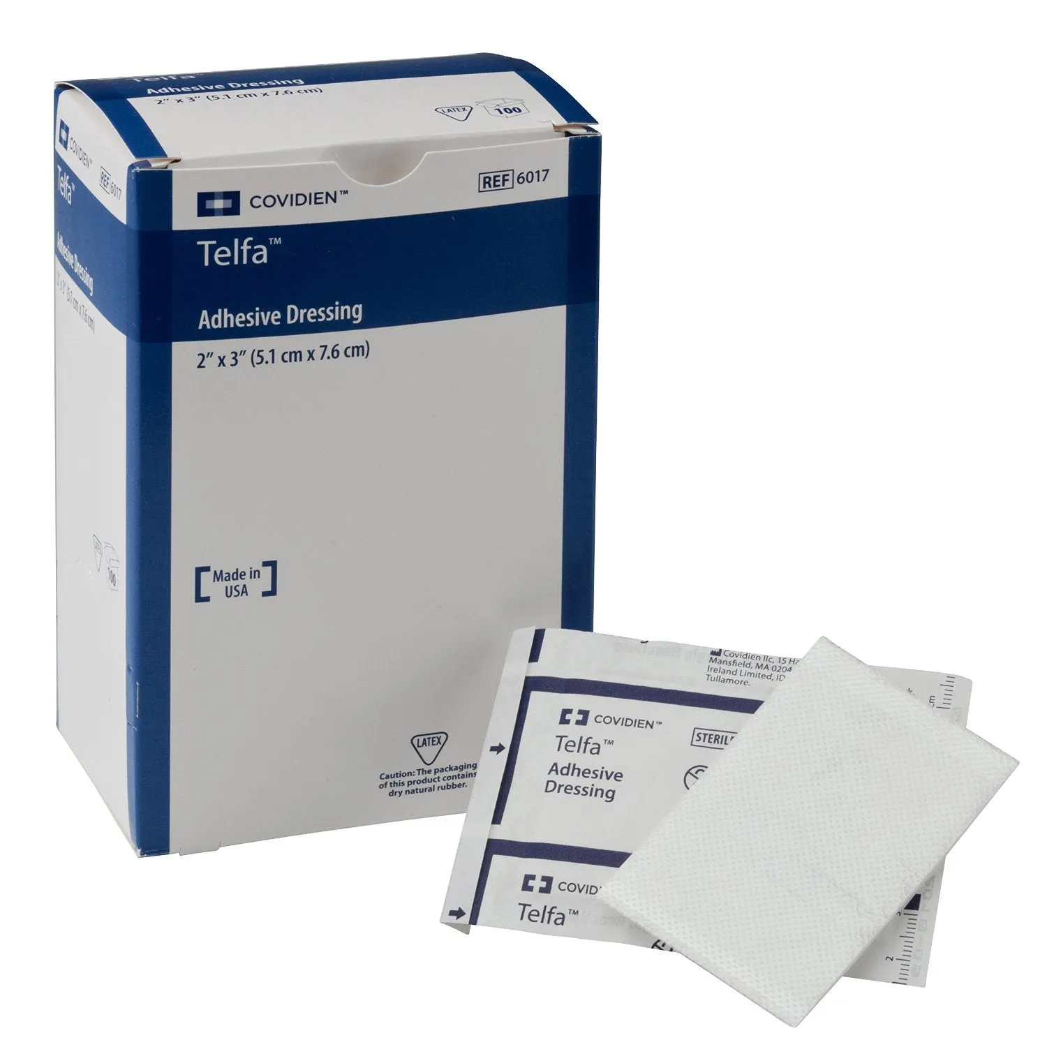 Covidien 6017 Telfa Adhesive Dressing, ST 1's in Peel-Back Pack, 2x3, PK/100