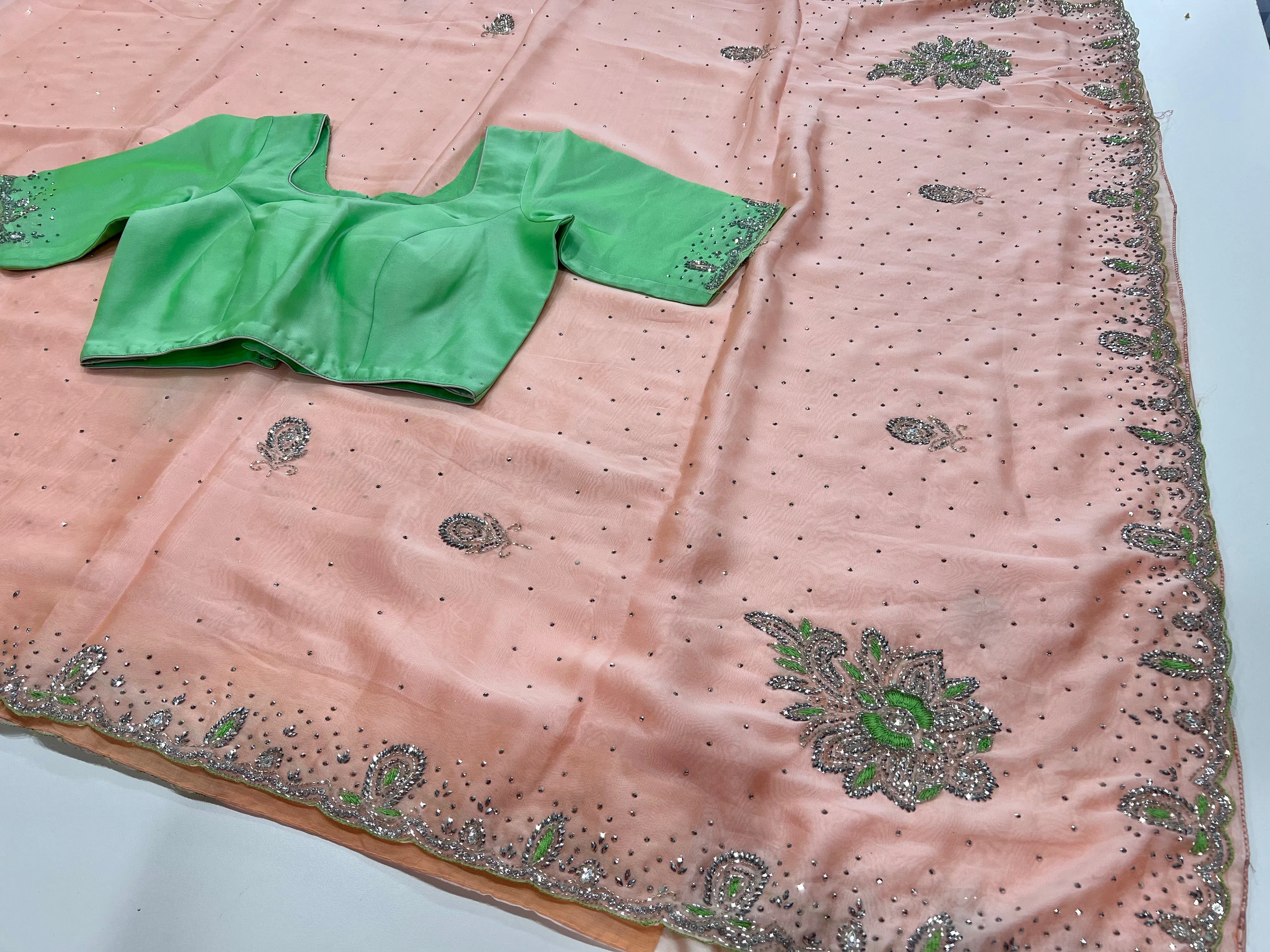 Crepe Silk Embroidered Banaras Saree
