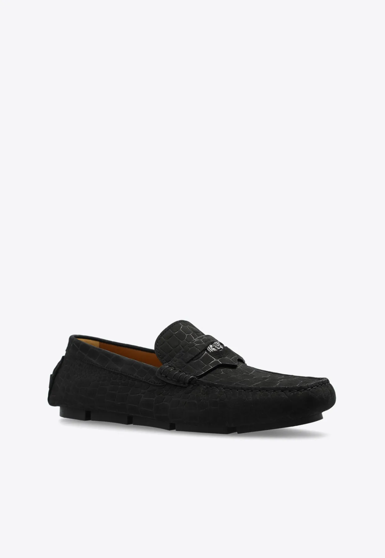 Croc-Embossed Leather Loafers