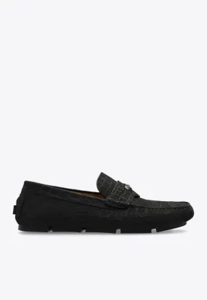 Croc-Embossed Leather Loafers