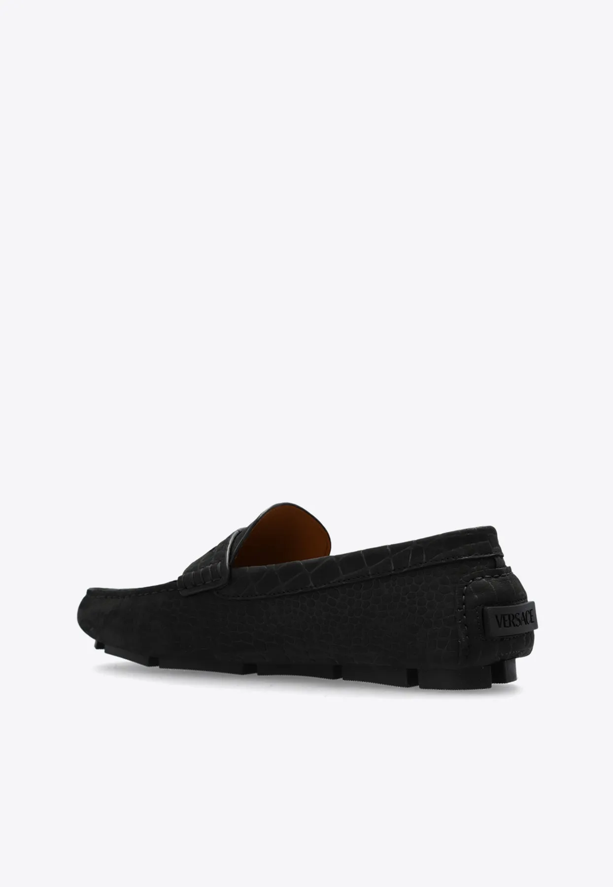 Croc-Embossed Leather Loafers