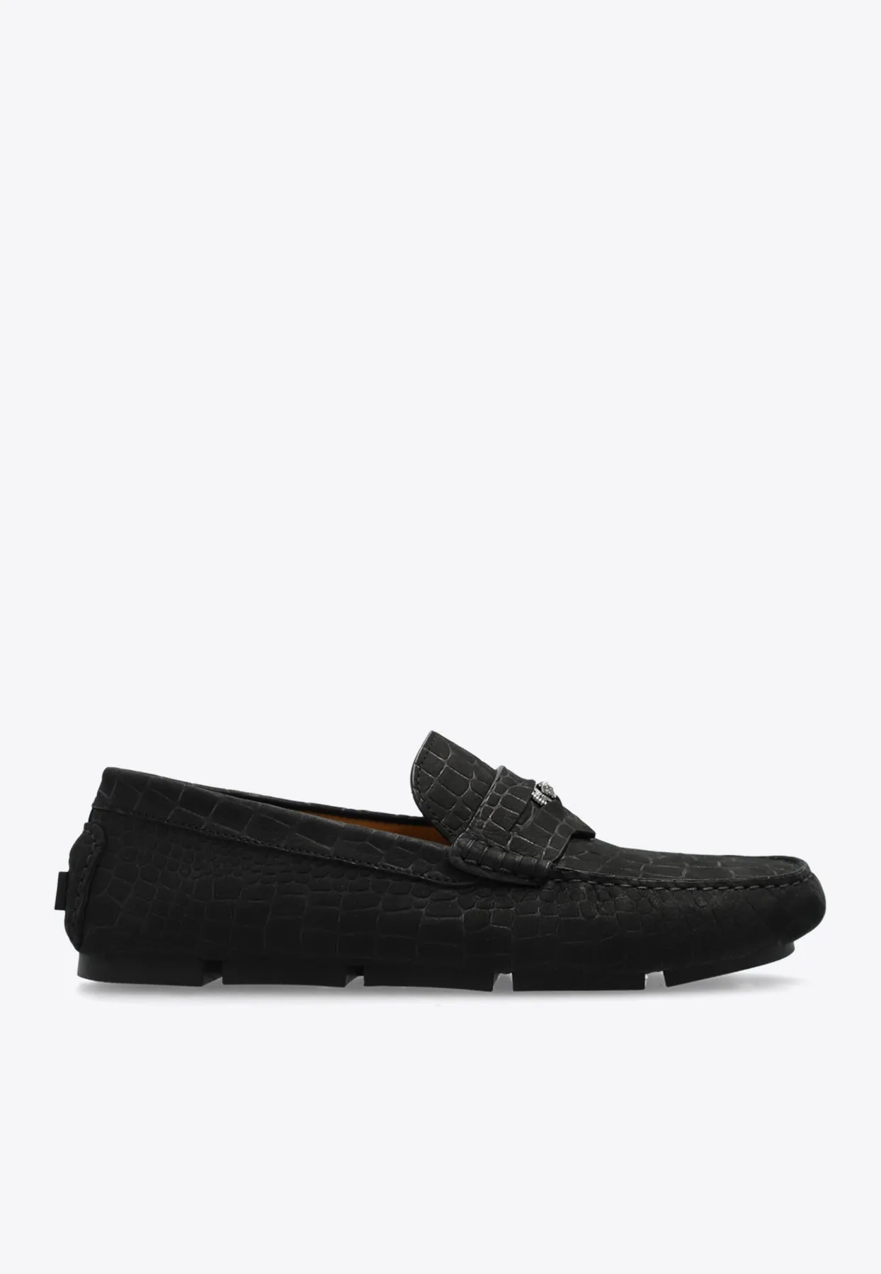 Croc-Embossed Leather Loafers
