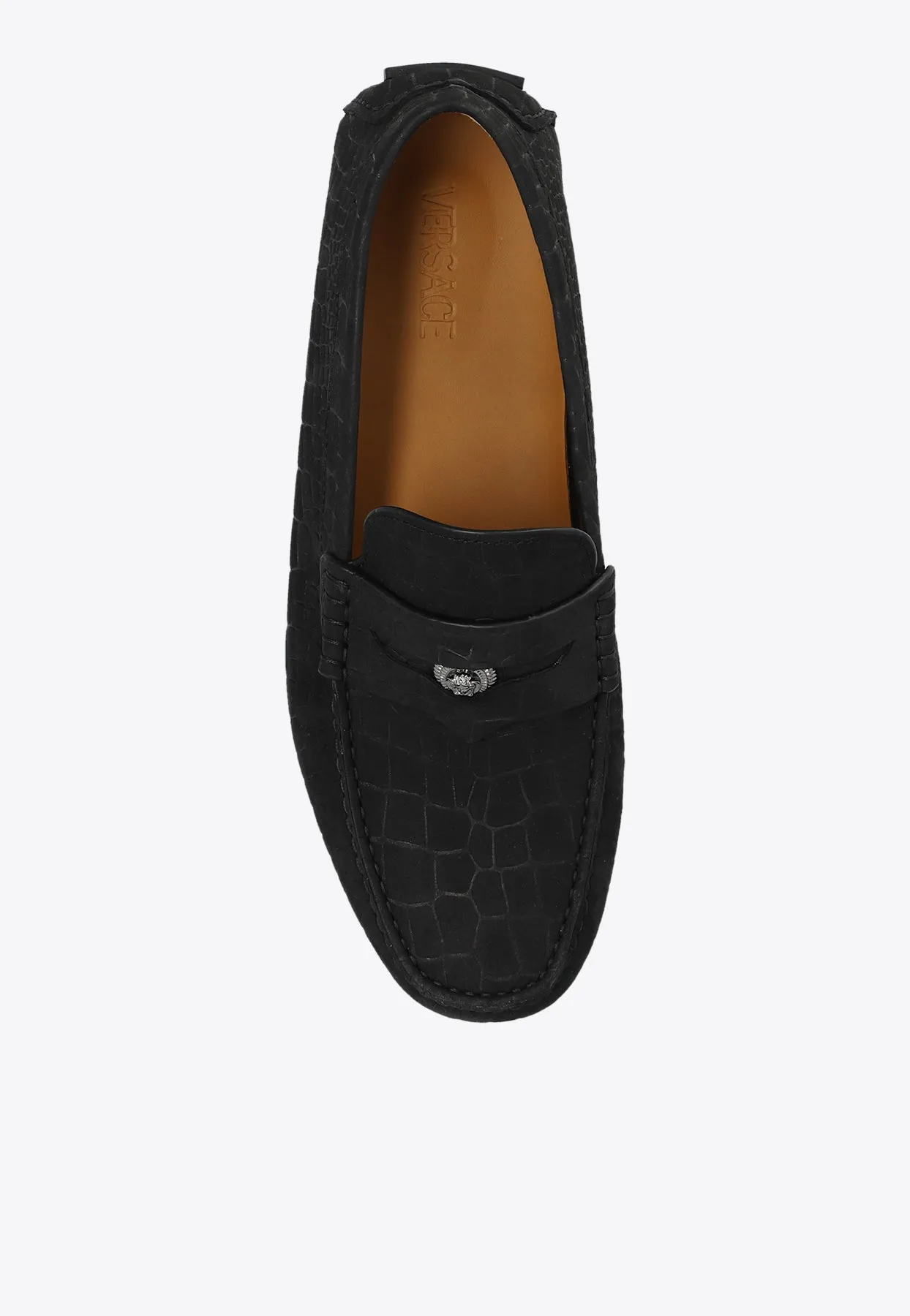 Croc-Embossed Leather Loafers