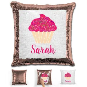 Cupcake Personalized Magic Sequin Pillow