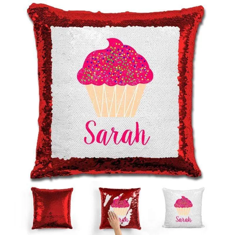 Cupcake Personalized Magic Sequin Pillow