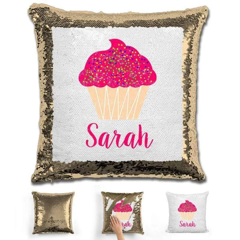 Cupcake Personalized Magic Sequin Pillow