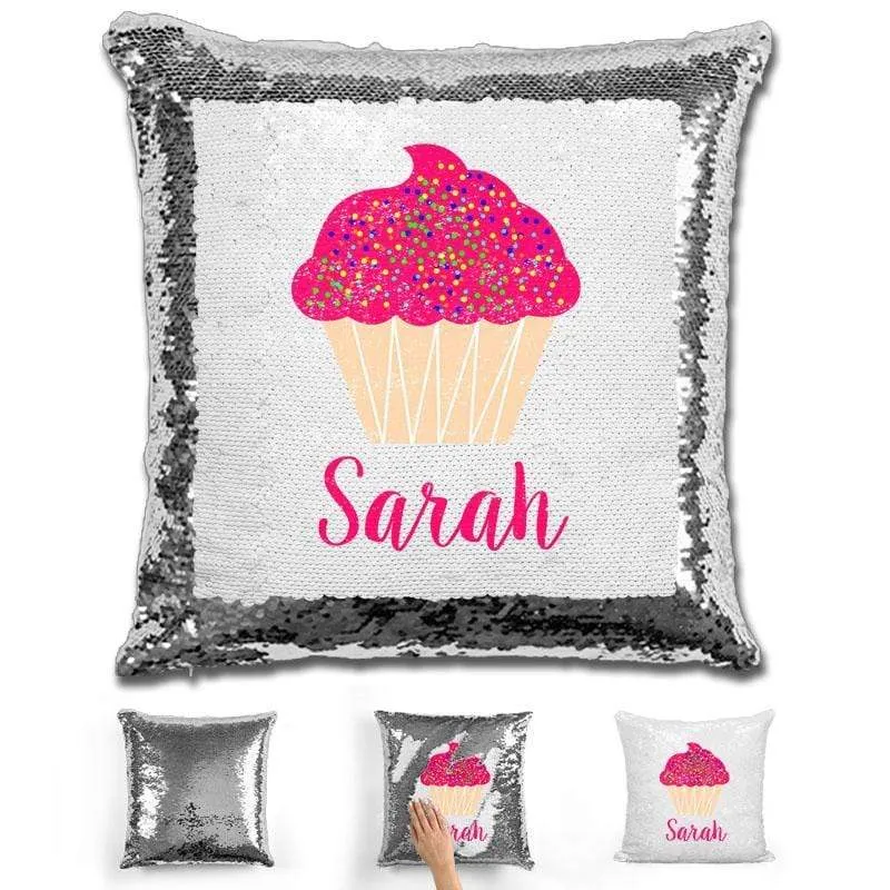 Cupcake Personalized Magic Sequin Pillow