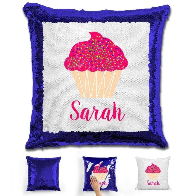Cupcake Personalized Magic Sequin Pillow