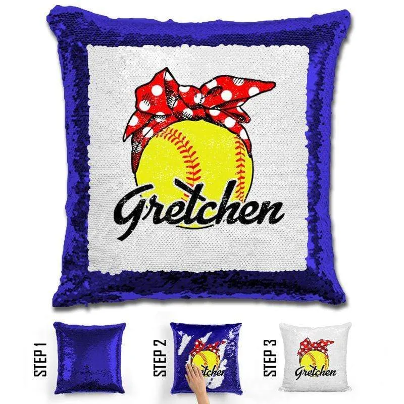 CUSTOM Bandana Softball Magic Sequin Pillow