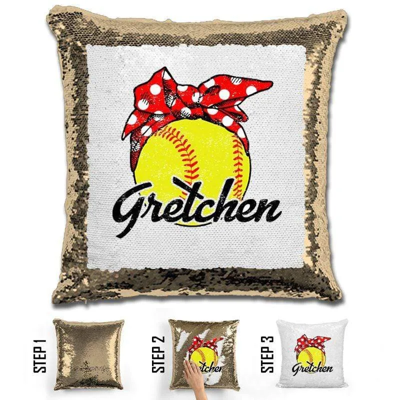 CUSTOM Bandana Softball Magic Sequin Pillow