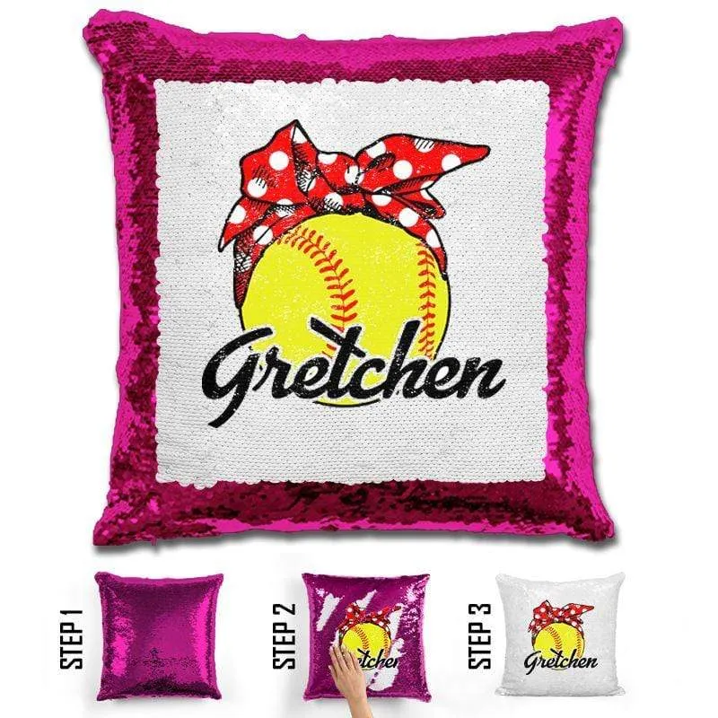 CUSTOM Bandana Softball Magic Sequin Pillow