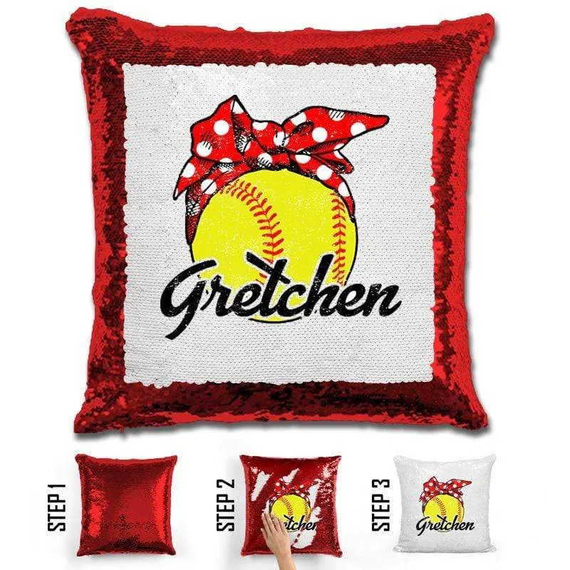 CUSTOM Bandana Softball Magic Sequin Pillow