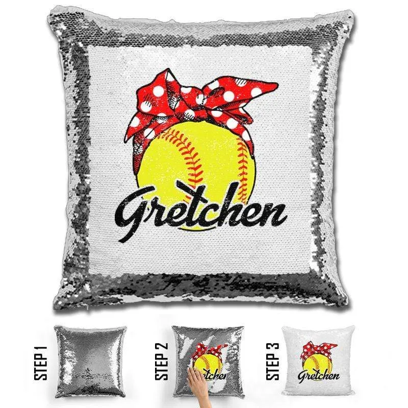 CUSTOM Bandana Softball Magic Sequin Pillow
