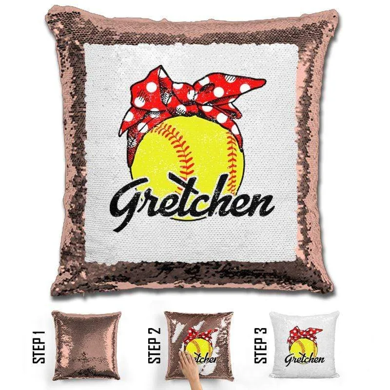 CUSTOM Bandana Softball Magic Sequin Pillow