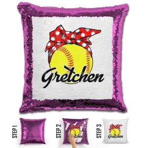 CUSTOM Bandana Softball Magic Sequin Pillow