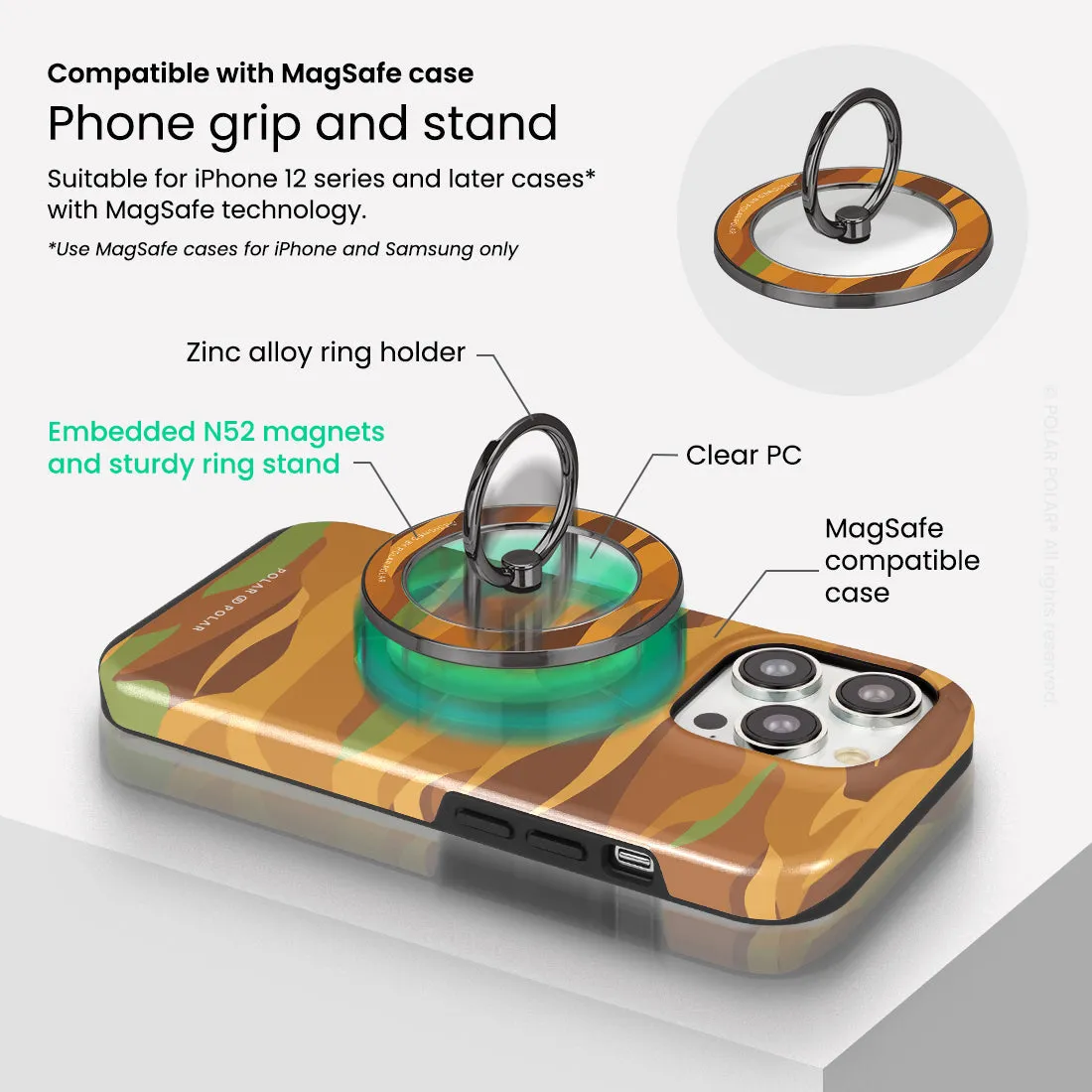 Desert Camo - Black MagSafe Phone Grip and Ring Holder Stand