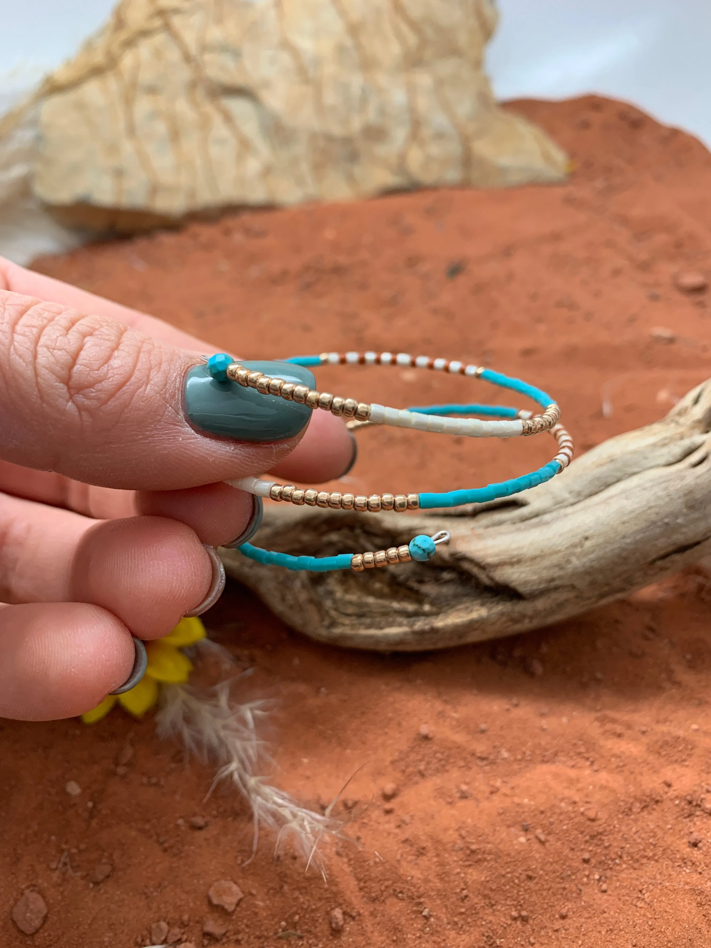 Desert Sand Beaded Wrap Bracelet