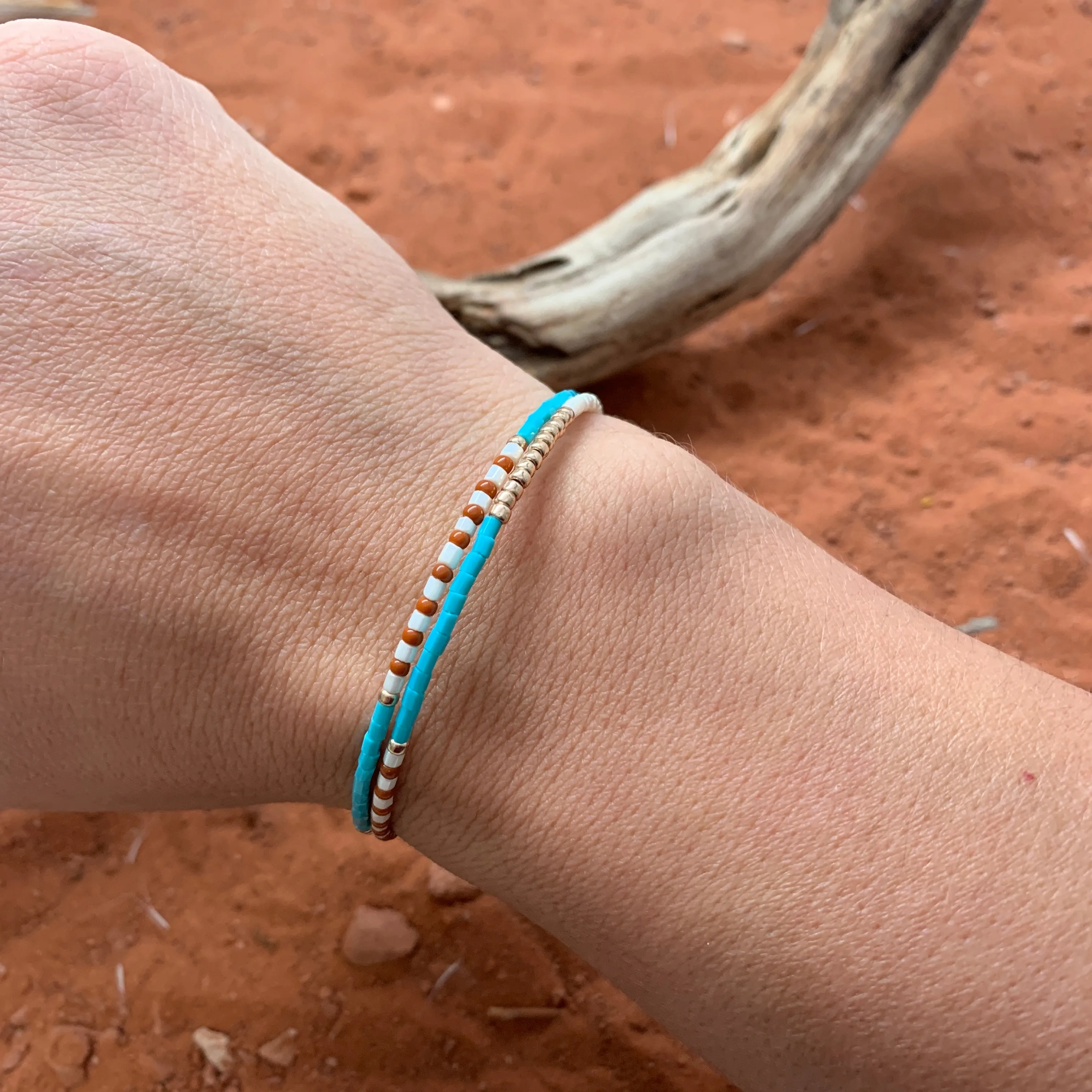 Desert Sand Beaded Wrap Bracelet