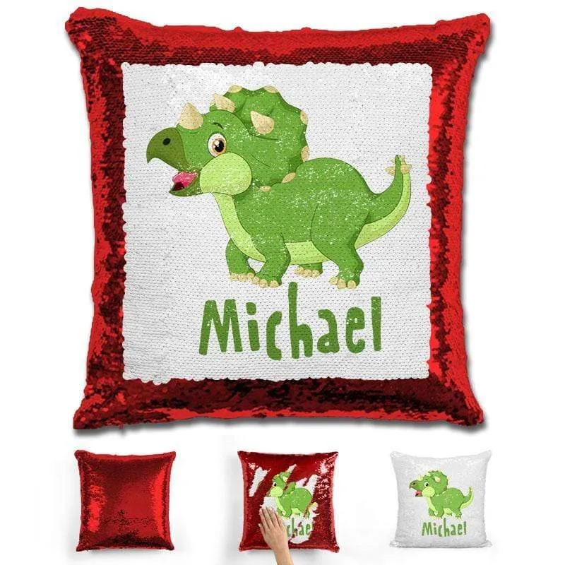 Dinosaur Personalized Magic Sequin Pillow