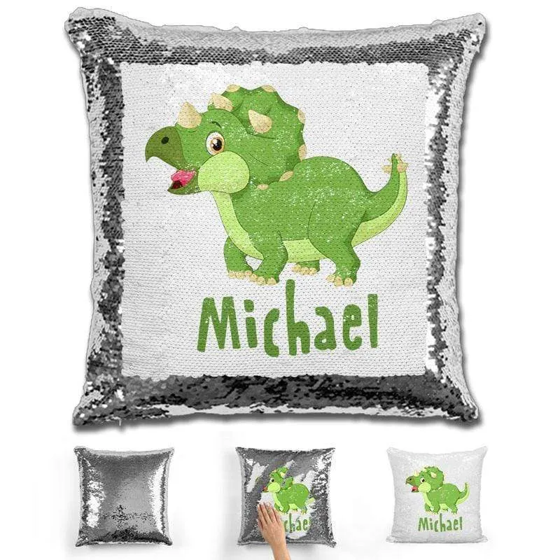 Dinosaur Personalized Magic Sequin Pillow