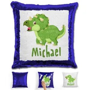 Dinosaur Personalized Magic Sequin Pillow