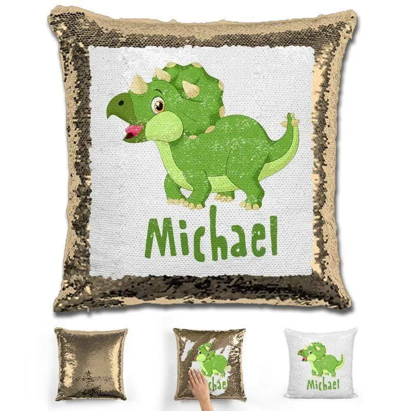 Dinosaur Personalized Magic Sequin Pillow