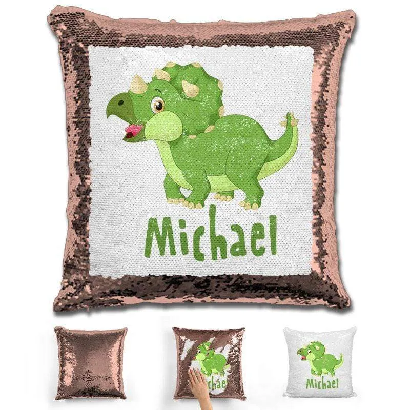 Dinosaur Personalized Magic Sequin Pillow