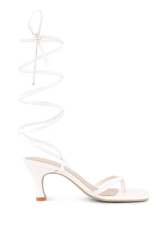 Dorita Kitten Heel Lace Up Open Toe Sandals