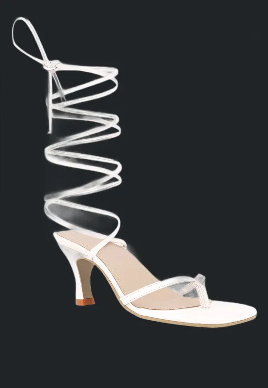 Dorita Kitten Heel Lace Up Open Toe Sandals