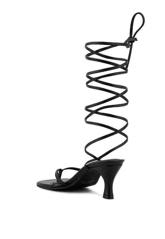 Dorita Kitten Heel Lace Up Open Toe Sandals