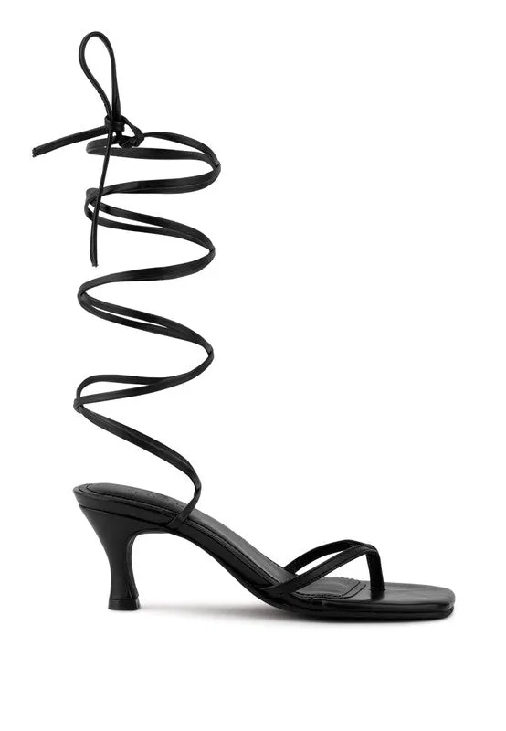 Dorita Kitten Heel Lace Up Open Toe Sandals