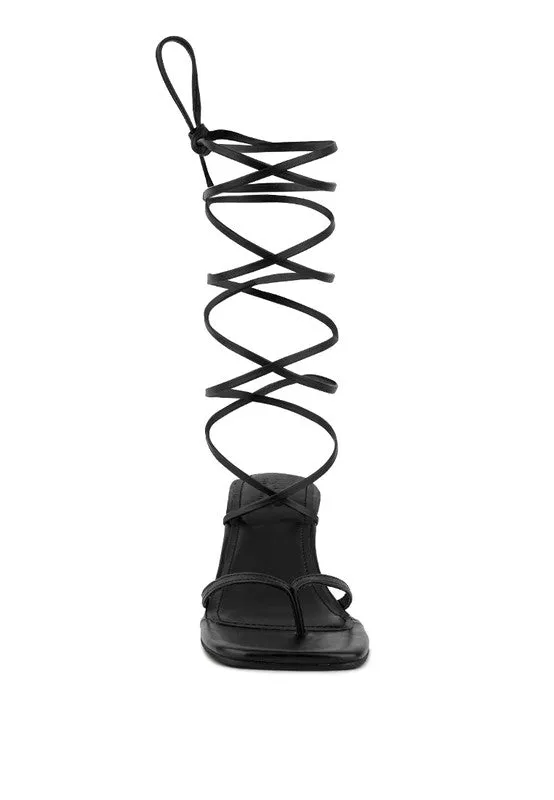 Dorita Kitten Heel Lace Up Open Toe Sandals