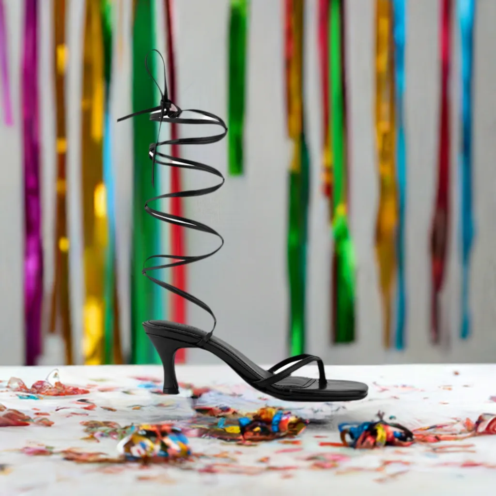 Dorita Kitten Heel Lace Up Open Toe Sandals