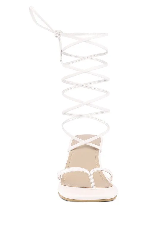 Dorita Kitten Heel Lace Up Open Toe Sandals