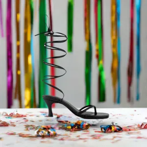 Dorita Kitten Heel Lace Up Open Toe Sandals