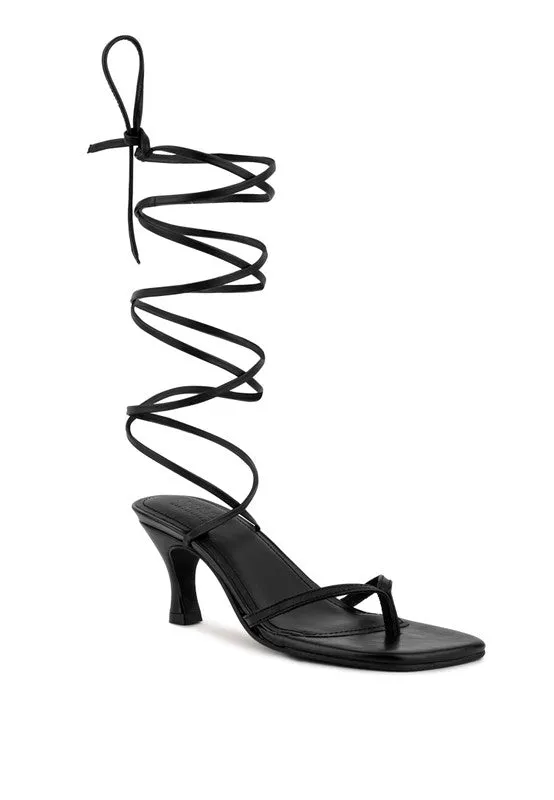 Dorita Kitten Heel Lace Up Open Toe Sandals