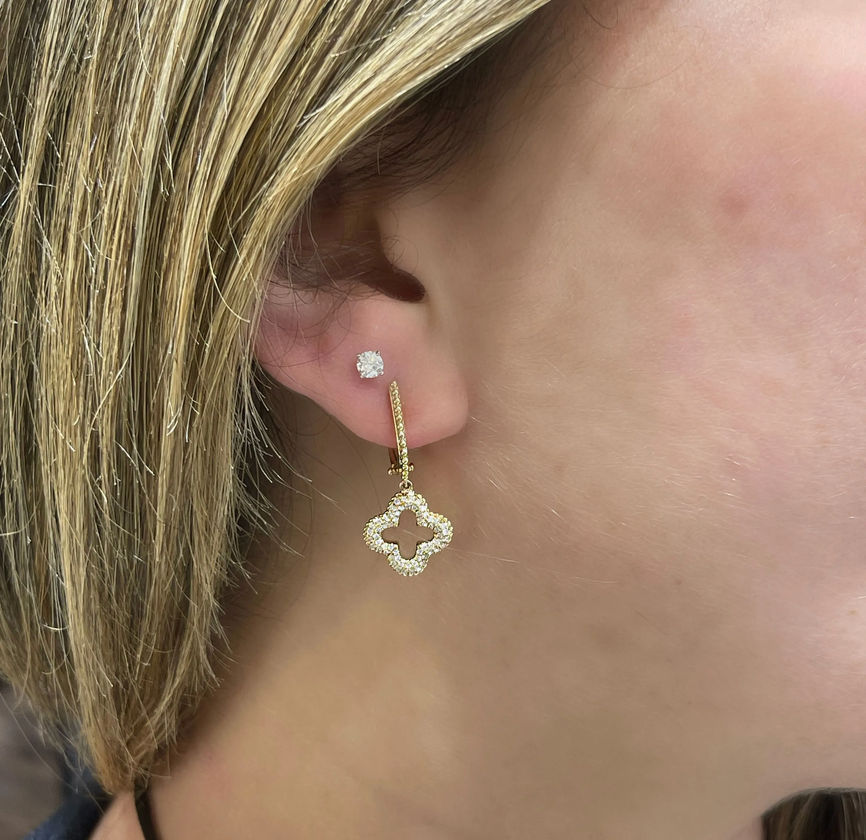 Doves Diamond Clover Earrings