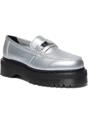 Dr. Martens Penton Metallic Leren Plaform Loafers Zilver