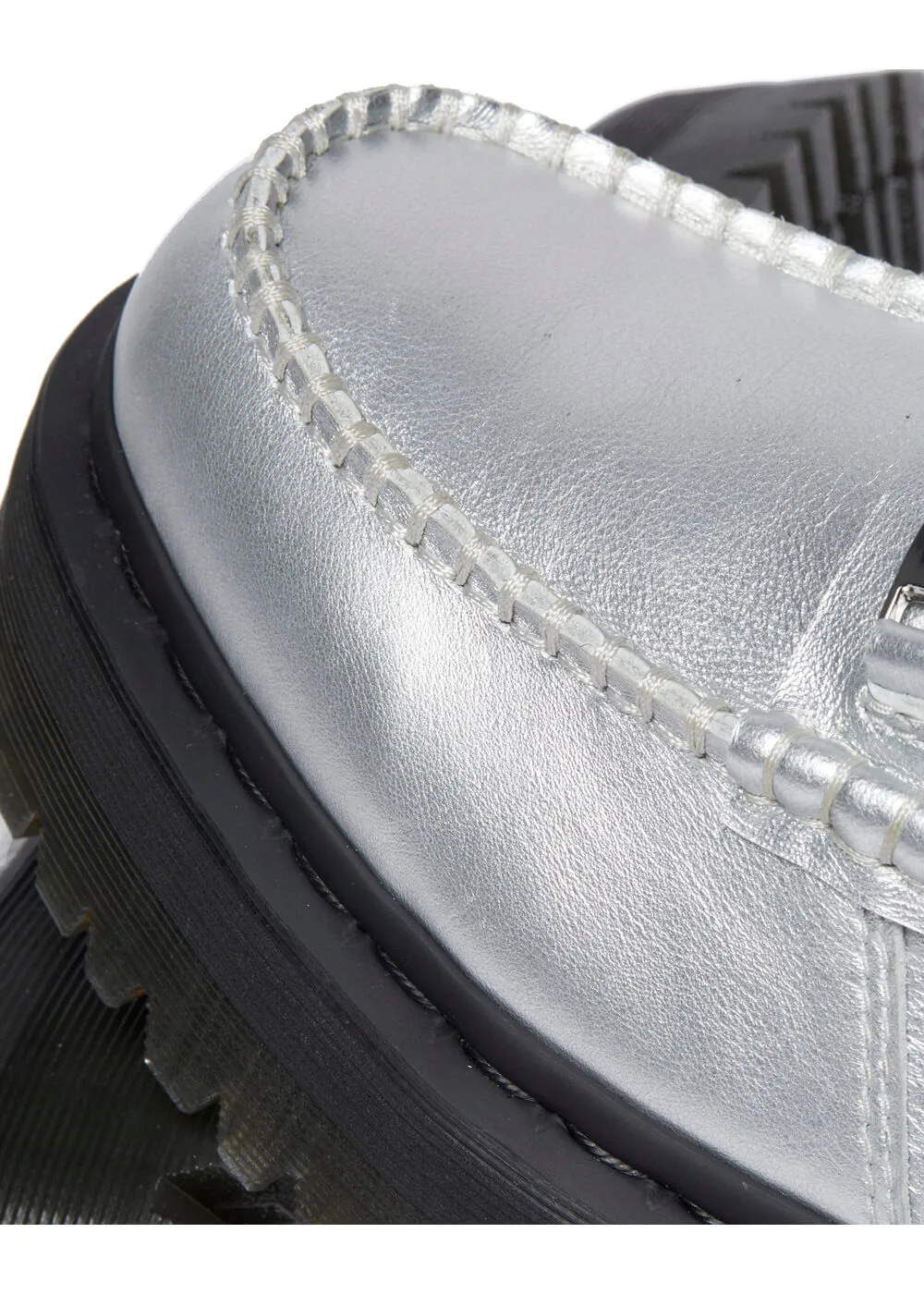 Dr. Martens Penton Metallic Leren Plaform Loafers Zilver