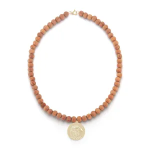 Eagle Wood Bead Charm Necklace