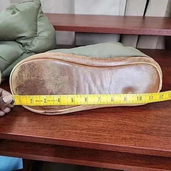 EDDIE BAUER vintage Goose Down Olive Camp Bootie Slippers Leather Soles.